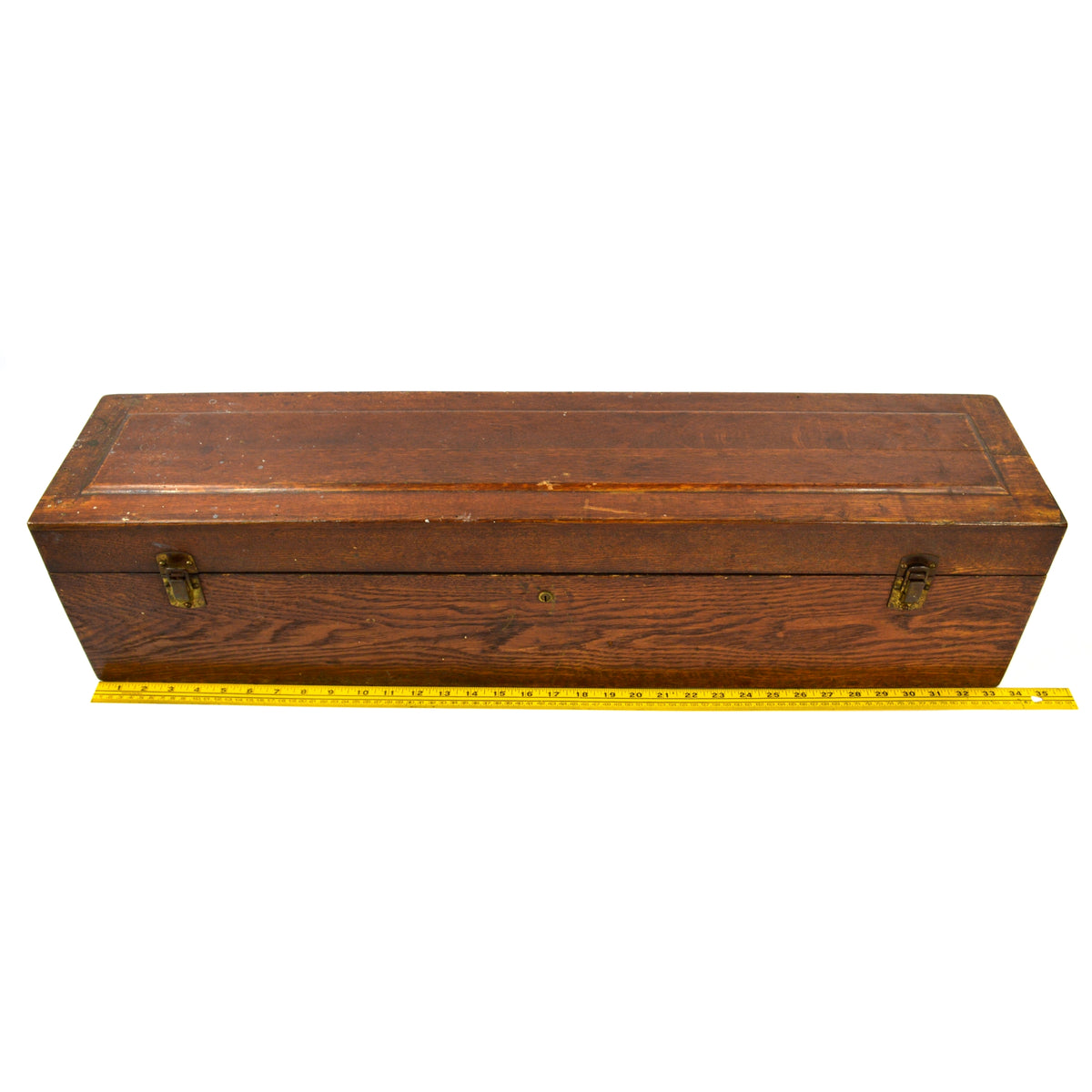 Antique CARPENTERS' TOOL BOX 33.5 Long HARDWOOD & BRASS CHEST Tiger O –  Get A Grip & More